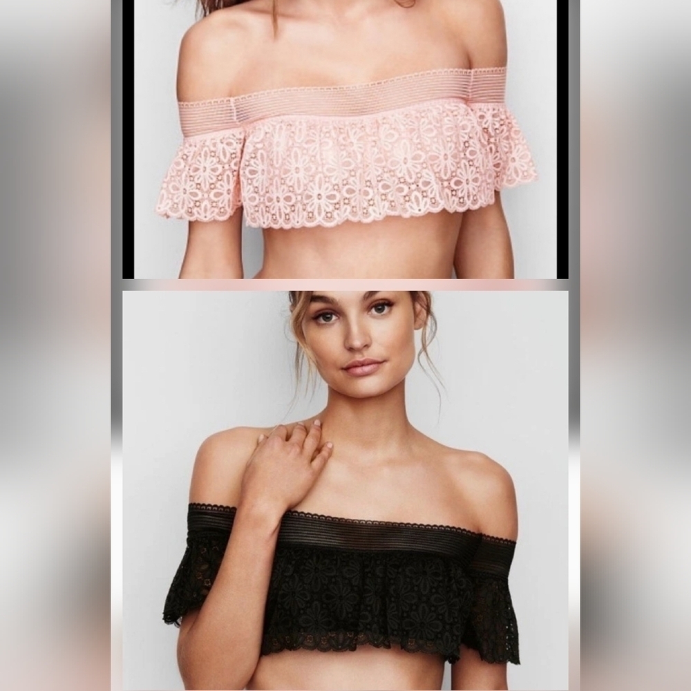 Victoria's Secret Lace Off The Shoulder Flounce Bralette Bundle Size Small - Picture 1 of 12
